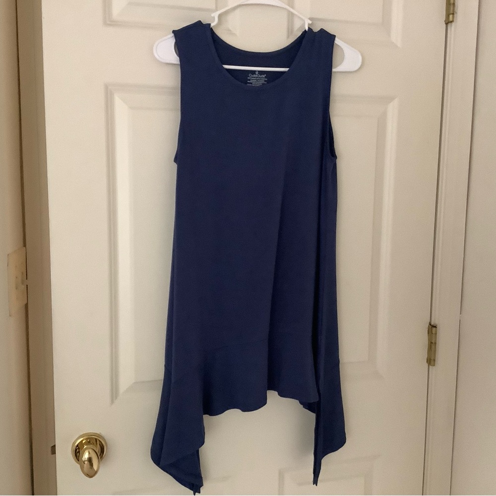 Cuddl Duds Asymmetrical Blue Tunic Tank Top